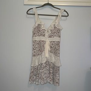 For Love And Lemons Cream and Brown Lace Mini Dress